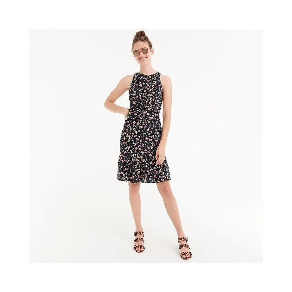 J.Crew Mercantile Black Floral Sleeveless Dress Size 4 - Picture 2 of 10